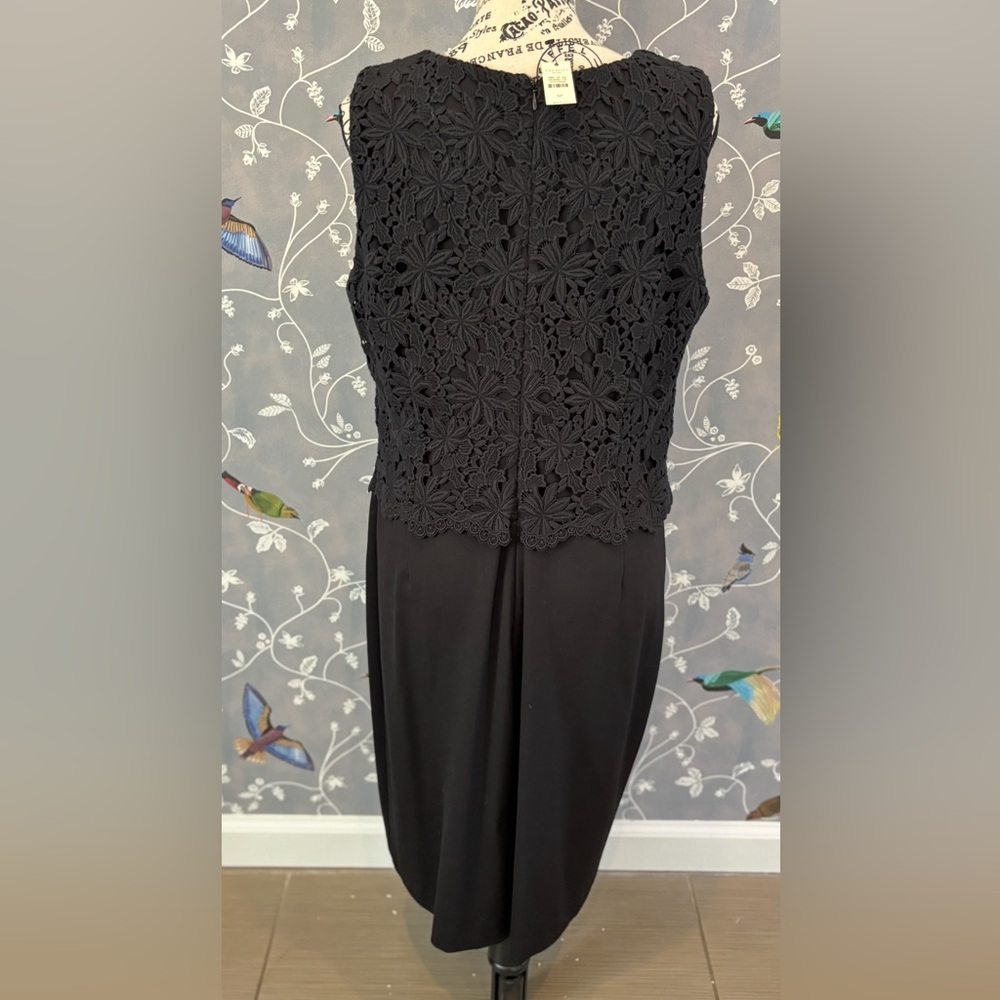 NWT Talbots Black Ponte Floral Embroidered Lace Formal Sheath Dress Women 16P - Picture 7 of 16